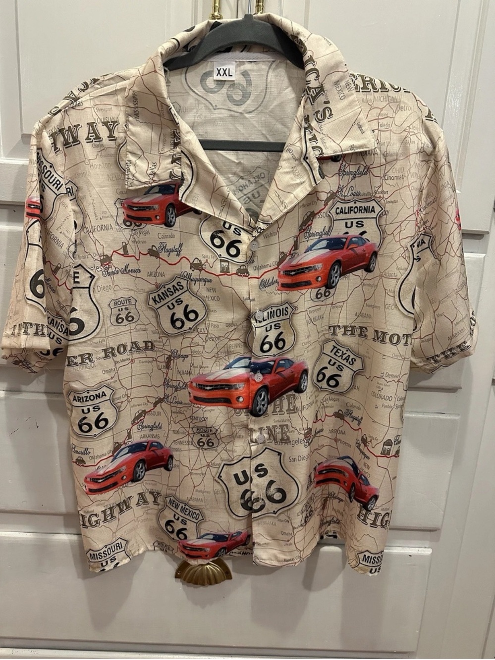 Route 66 Camp Shirt XXL Button Up Short Sleeved
